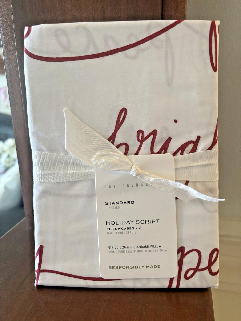 pottery barn Holiday Christmas 12 Days gift disney Pillowcase cotton red SET 2 ]