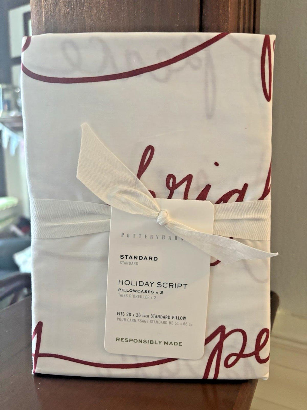 pottery barn Holiday Christmas 12 Days gift disney Pillowcase cotton red SET 2 ]