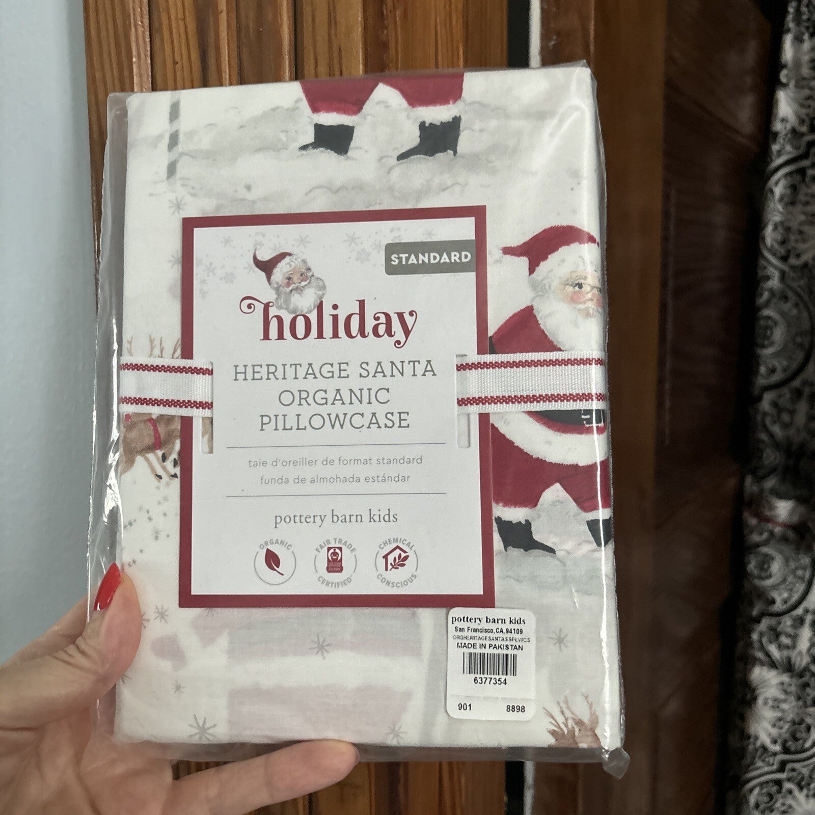 Pottery Barn Christmas heritage Disney holiday pillowcase Rudolph Santa Gift ]