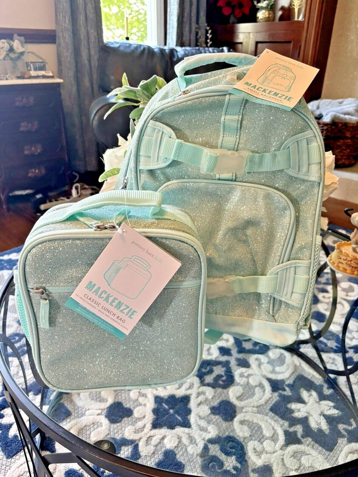 Pottery Barn School Disney Glitter Snoopy BACKPACK LUNCH WATER travel Bag girl `