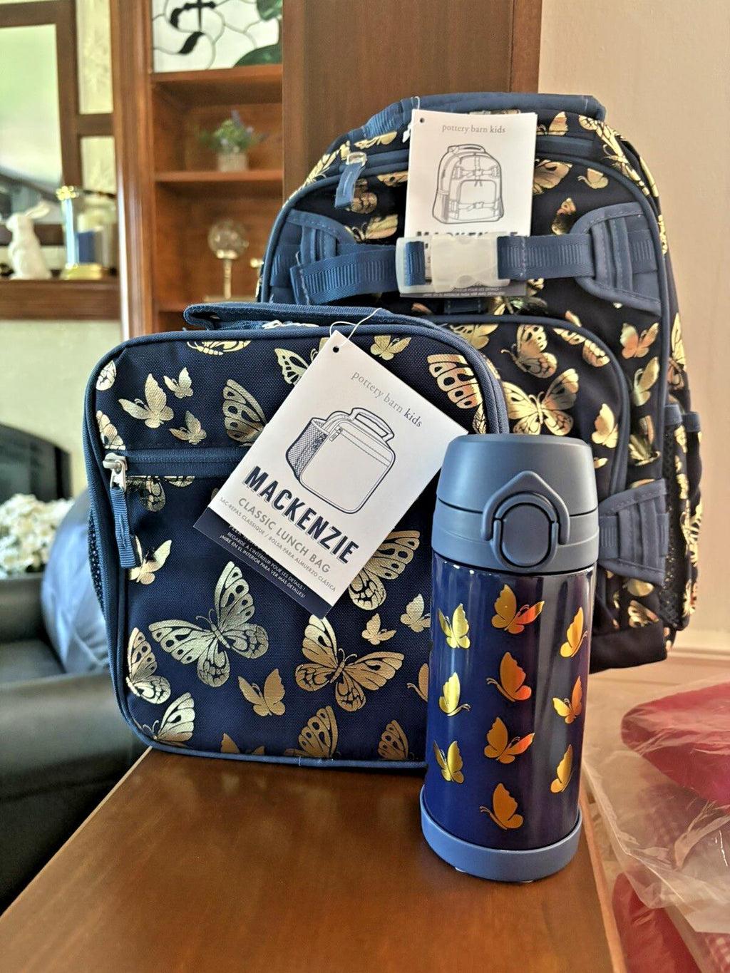 Pottery barn School LARGE BACKPACK +LUNCH BOX+WATER Disney Rainbow Bag set ?? .