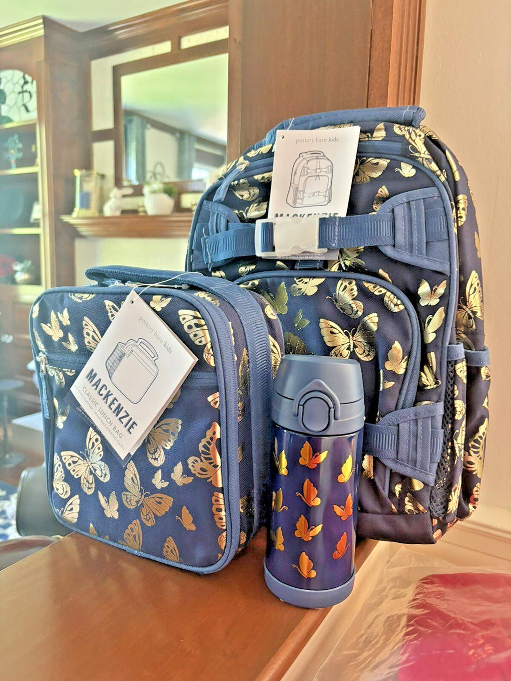 Pottery barn School LARGE BACKPACK +LUNCH BOX+WATER Disney Rainbow Bag set ?? .