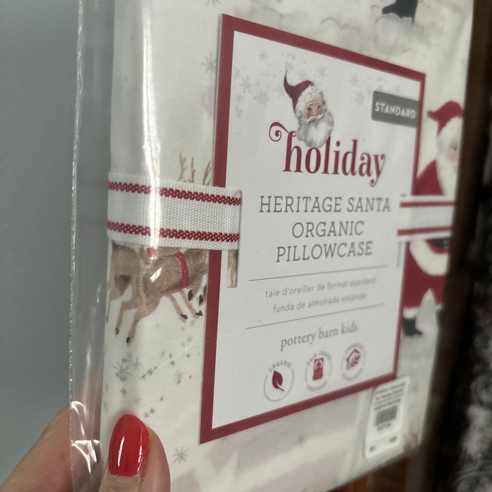 Pottery Barn Christmas heritage Disney holiday pillowcase Rudolph Santa Gift ]