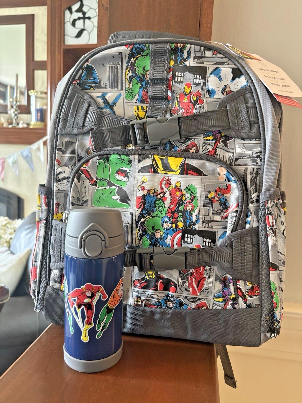 Pottery Barn school LARGE BACKPACK+ LUNCH +WATER Marvel Avengers Comic travel  n