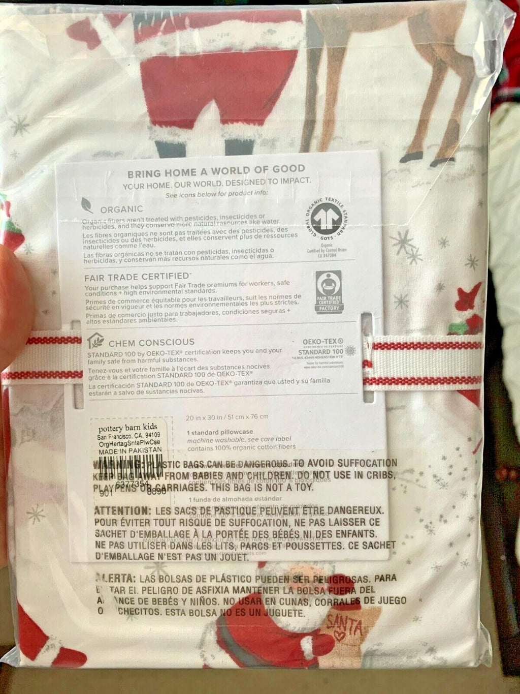 Pottery Barn Christmas heritage Disney holiday pillowcase Rudolph Santa Gift ]