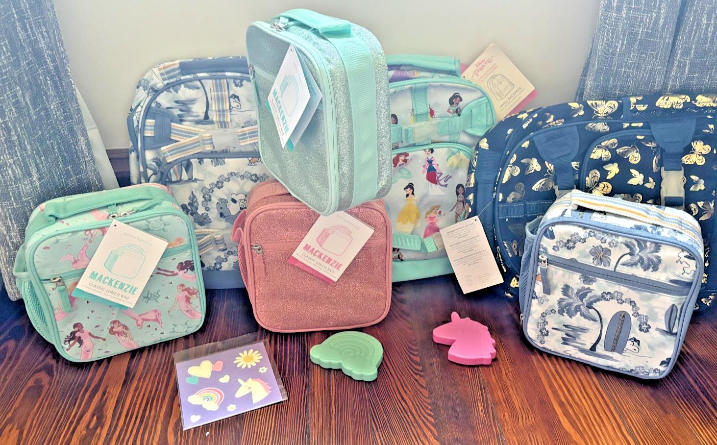 Pottery Barn School Disney Glitter Snoopy BACKPACK LUNCH WATER travel Bag girl `