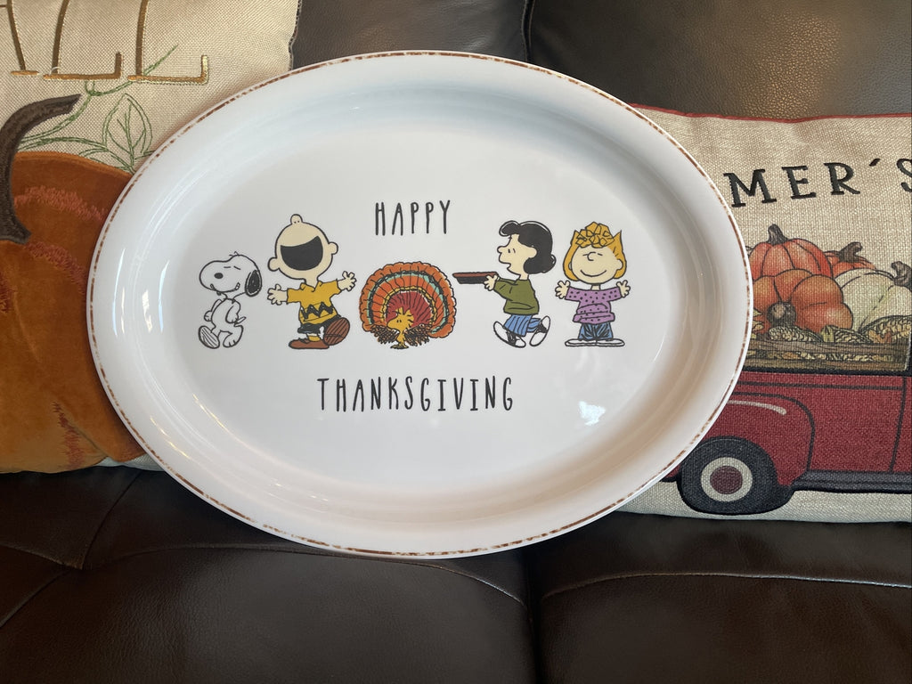 Disney Snoopy Pottery Barn Peanuts Holiday platter party plate tray school 1