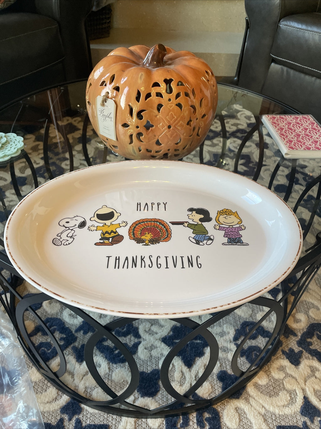 Disney Snoopy Pottery Barn Peanuts Holiday platter party plate tray school 1