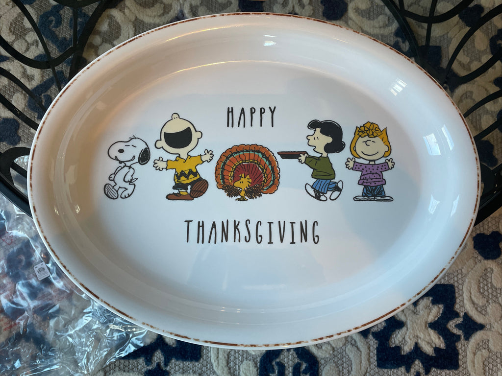 Disney Snoopy Pottery Barn Peanuts Holiday platter party plate tray school 1