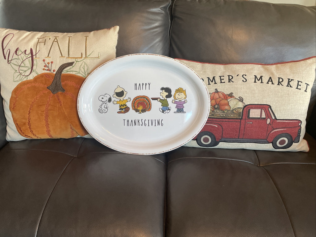 Disney Snoopy Pottery Barn Peanuts Holiday platter party plate tray school 1