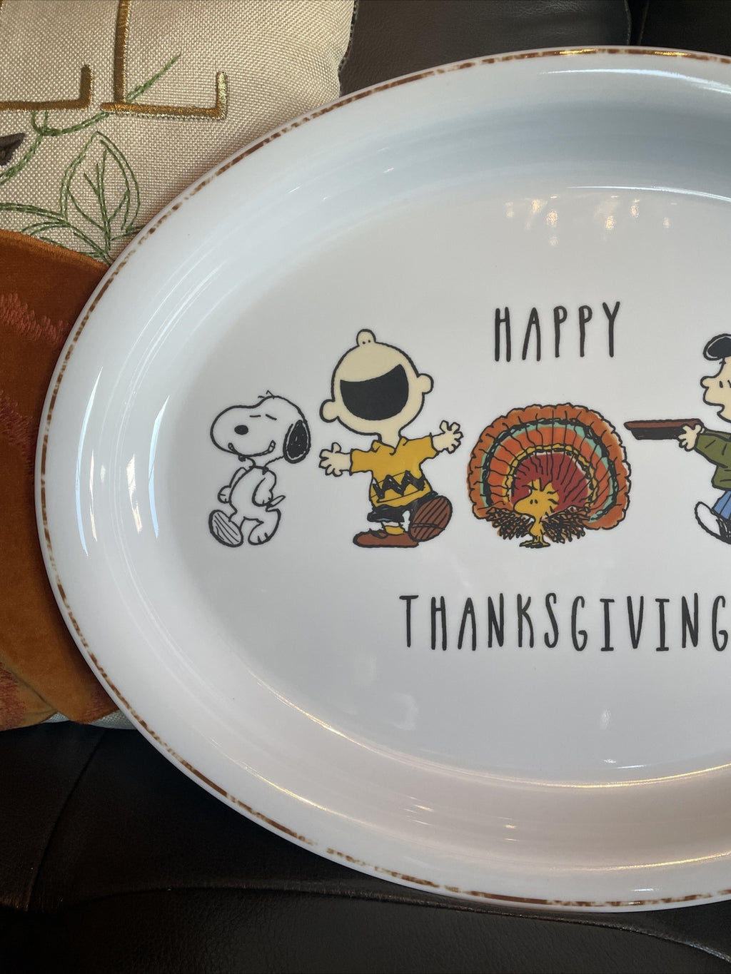 Disney Snoopy Pottery Barn Peanuts Holiday platter party plate tray school 1