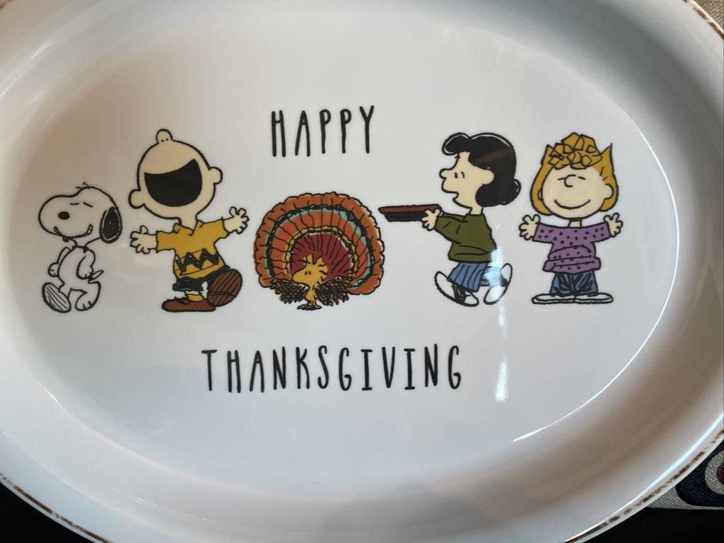Disney Snoopy Pottery Barn Peanuts Holiday platter party plate tray school 1