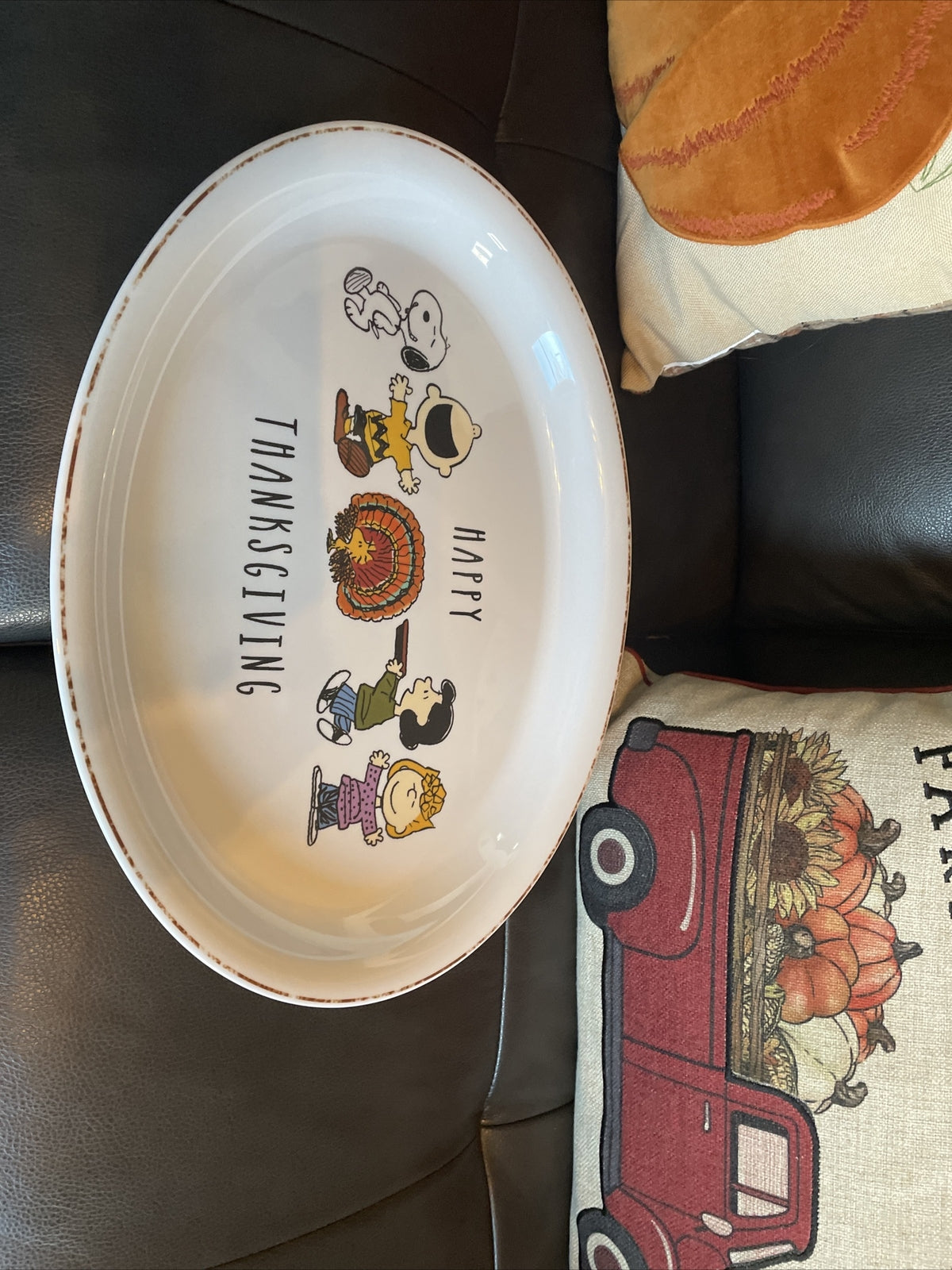 Disney Snoopy Pottery Barn Peanuts Holiday platter party plate tray school 1