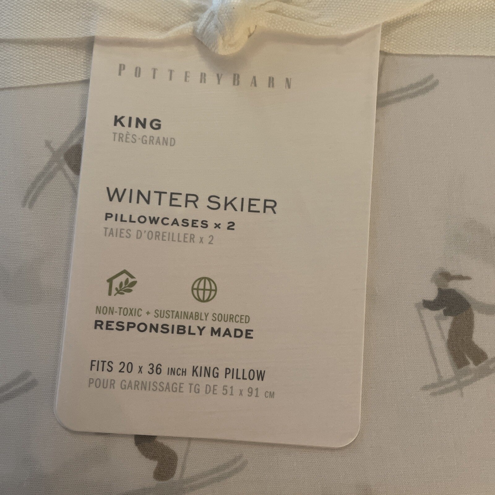 Pottery Barn holiday Christmas Disney lodge deer gift ski KING pillowcase SET 2n