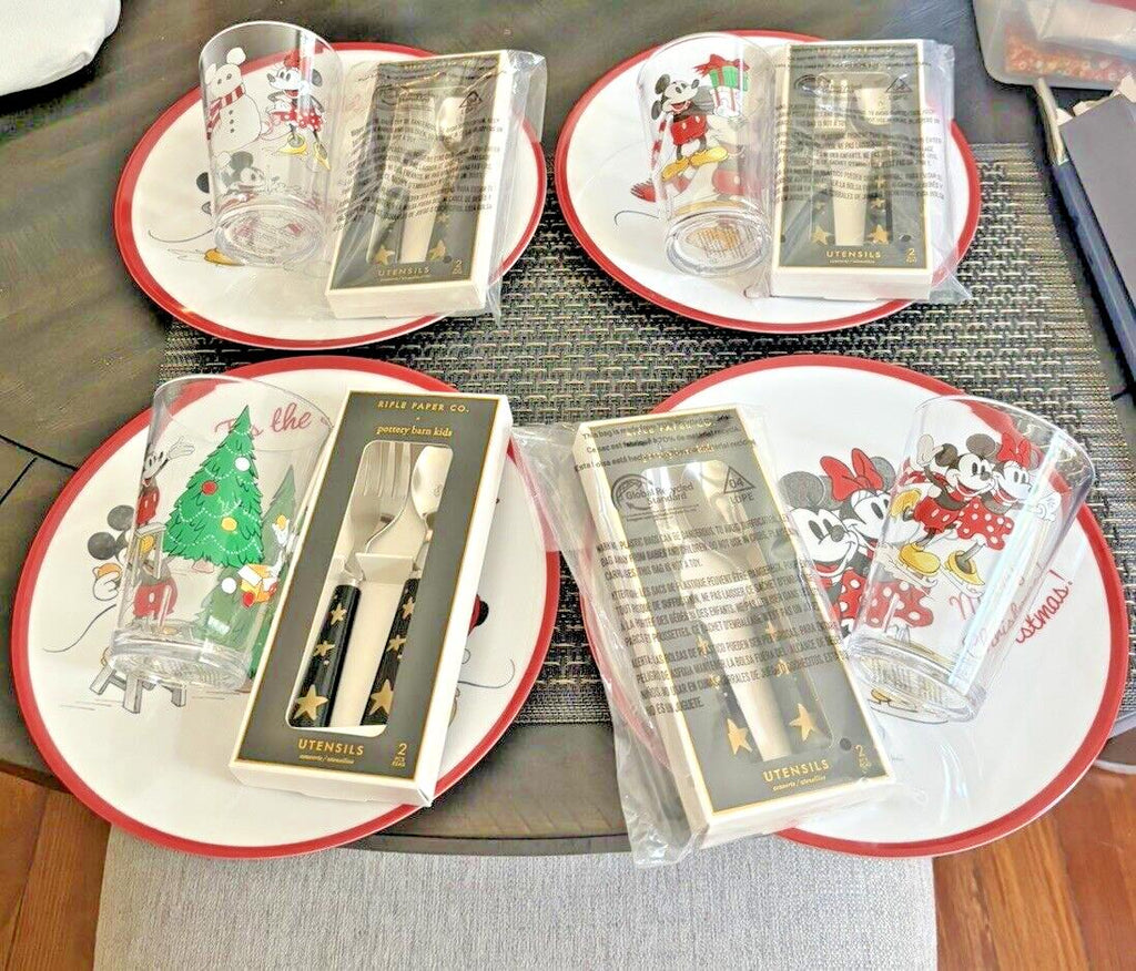 Pottery Barn disney Mickey Mouse Christmas holiday Dinner party gift kid SET 12'