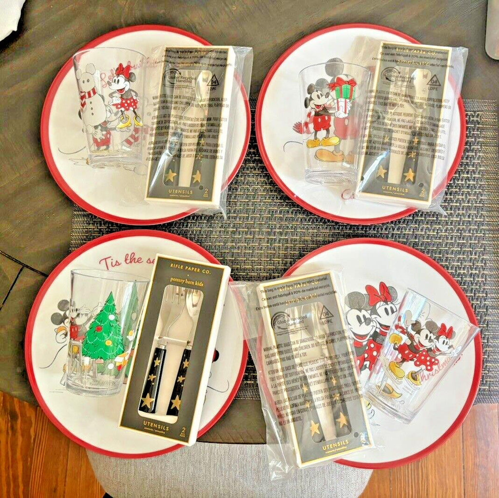 Pottery Barn disney Mickey Mouse Christmas holiday Dinner party gift kid SET 12'