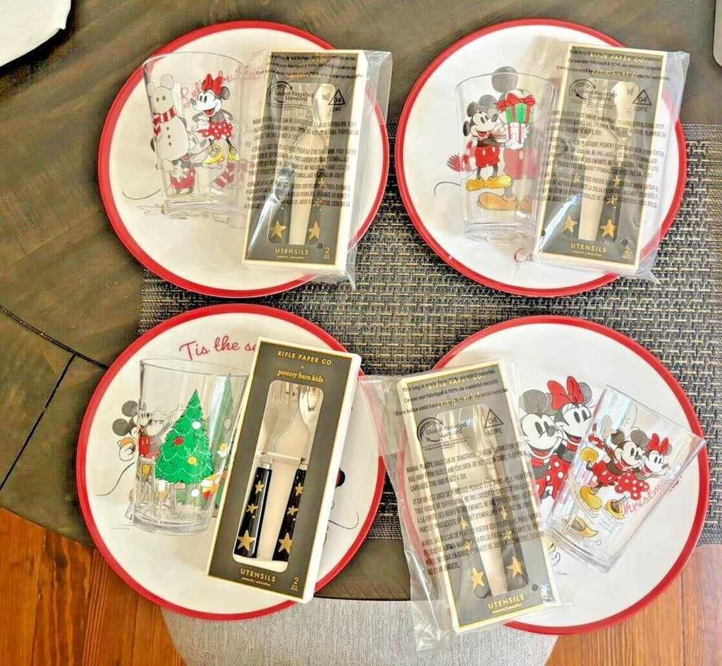 Pottery Barn disney Mickey Mouse Christmas holiday Dinner party gift kid SET 12'