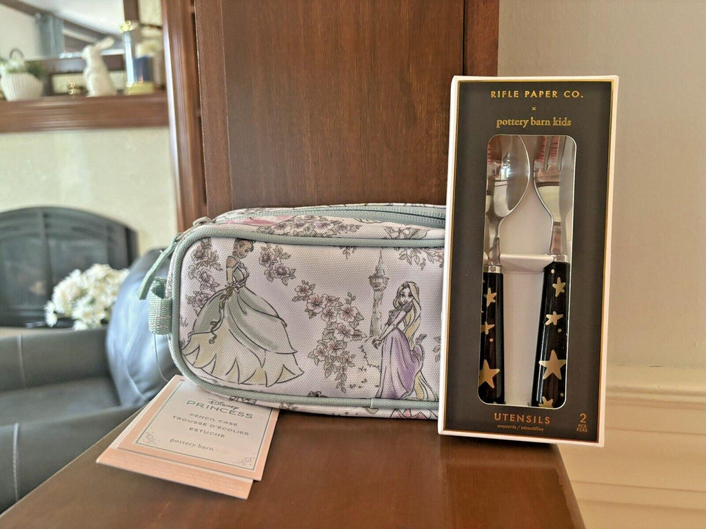 School Pottery Barn DISNEY Princess pencil CASE bag+Utensil Cinderella Belle n