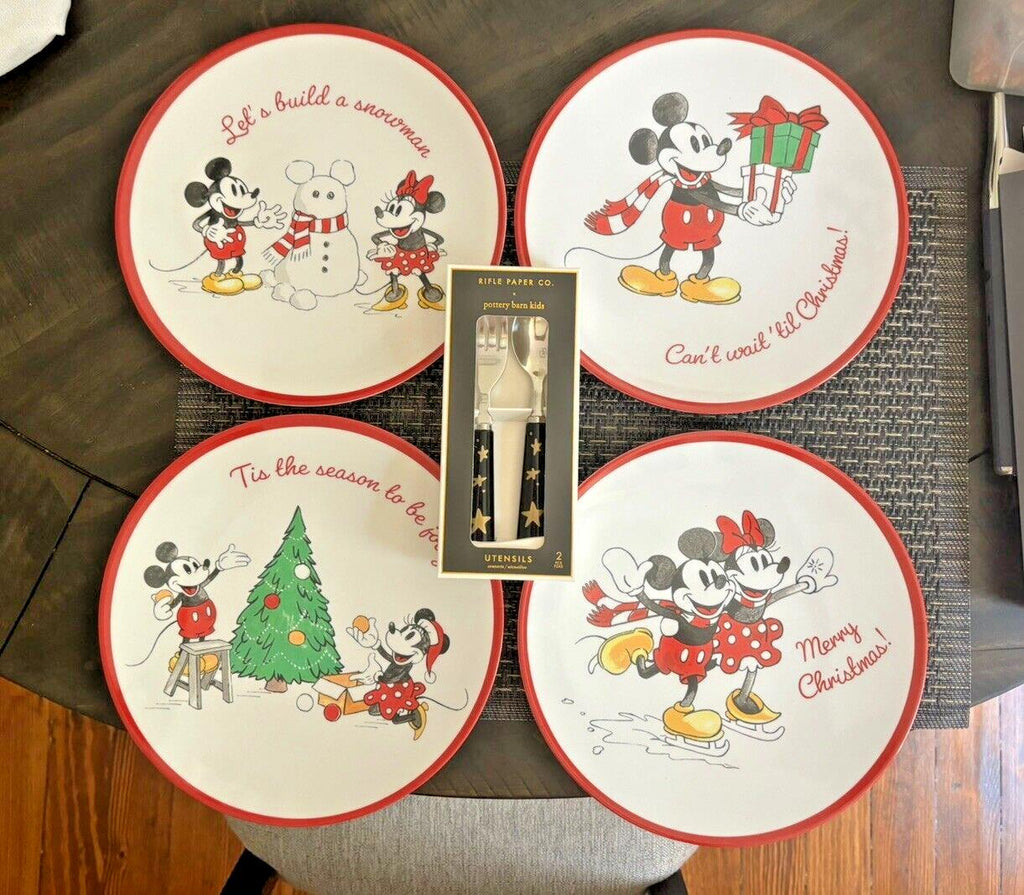 Pottery Barn disney Mickey Mouse Christmas holiday Dinner party gift kid SET 12'