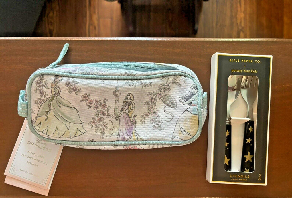 School Pottery Barn DISNEY Princess pencil CASE bag+Utensil Cinderella Belle n
