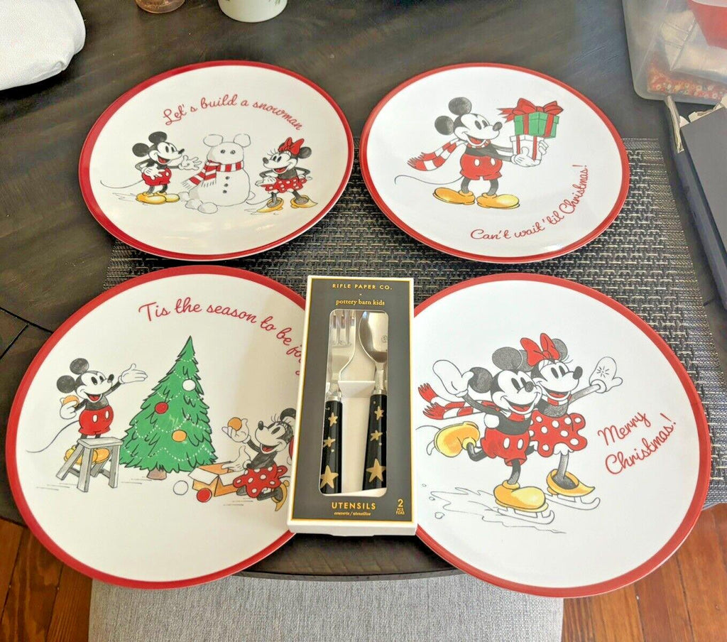 Pottery Barn disney Mickey Mouse Christmas holiday Dinner party gift kid SET 12'
