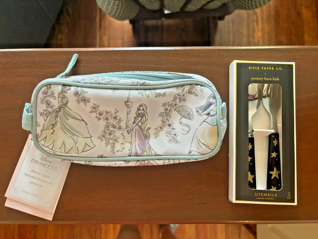 School Pottery Barn DISNEY Princess pencil CASE bag+Utensil Cinderella Belle n