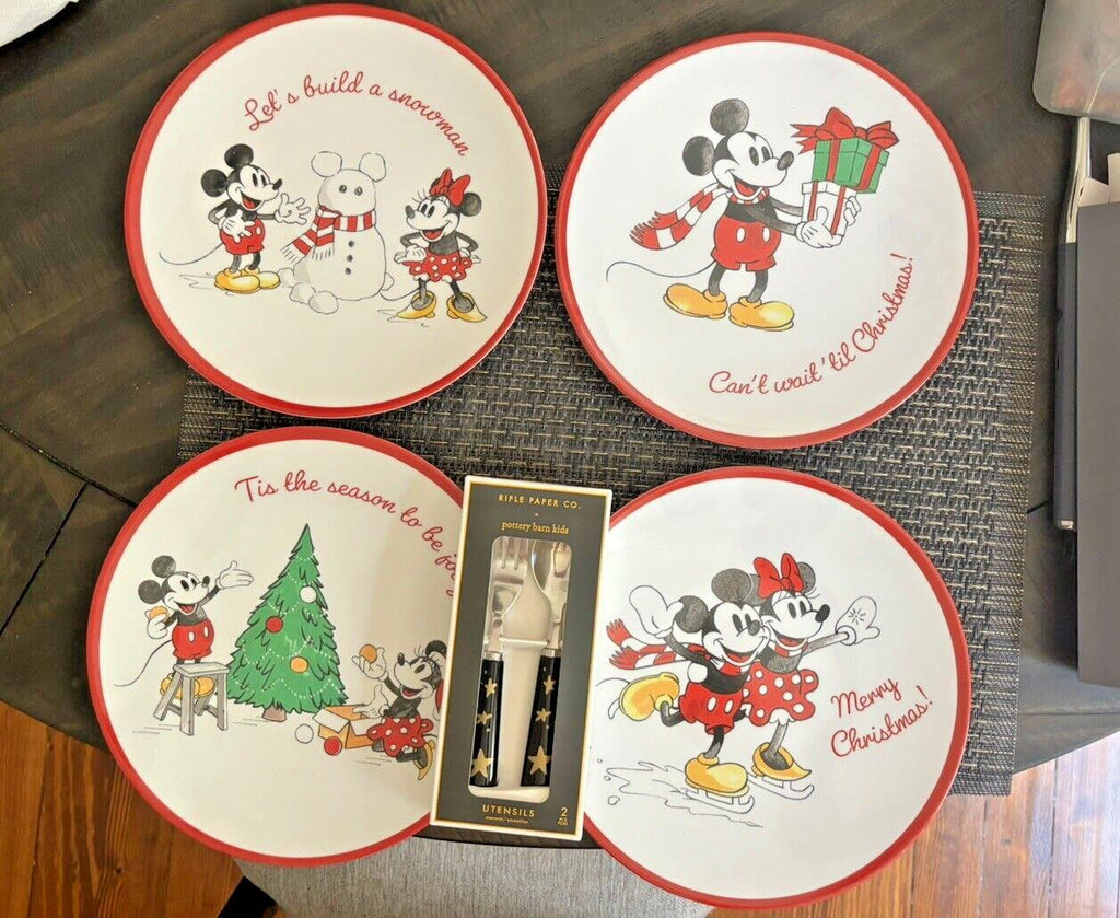 Pottery Barn disney Mickey Mouse Christmas holiday Dinner party gift kid SET 12'