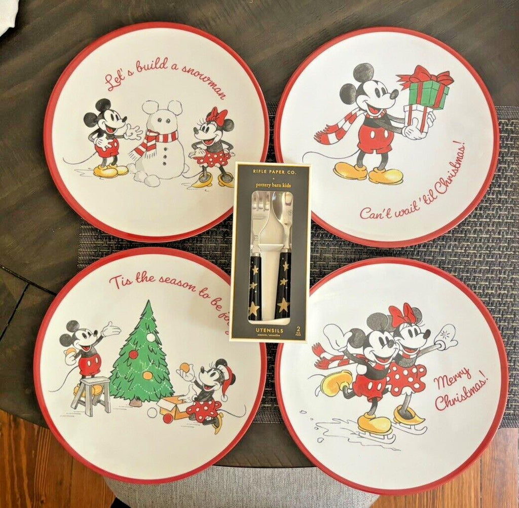 Pottery Barn disney Mickey Mouse Christmas holiday Dinner party gift kid SET 12'