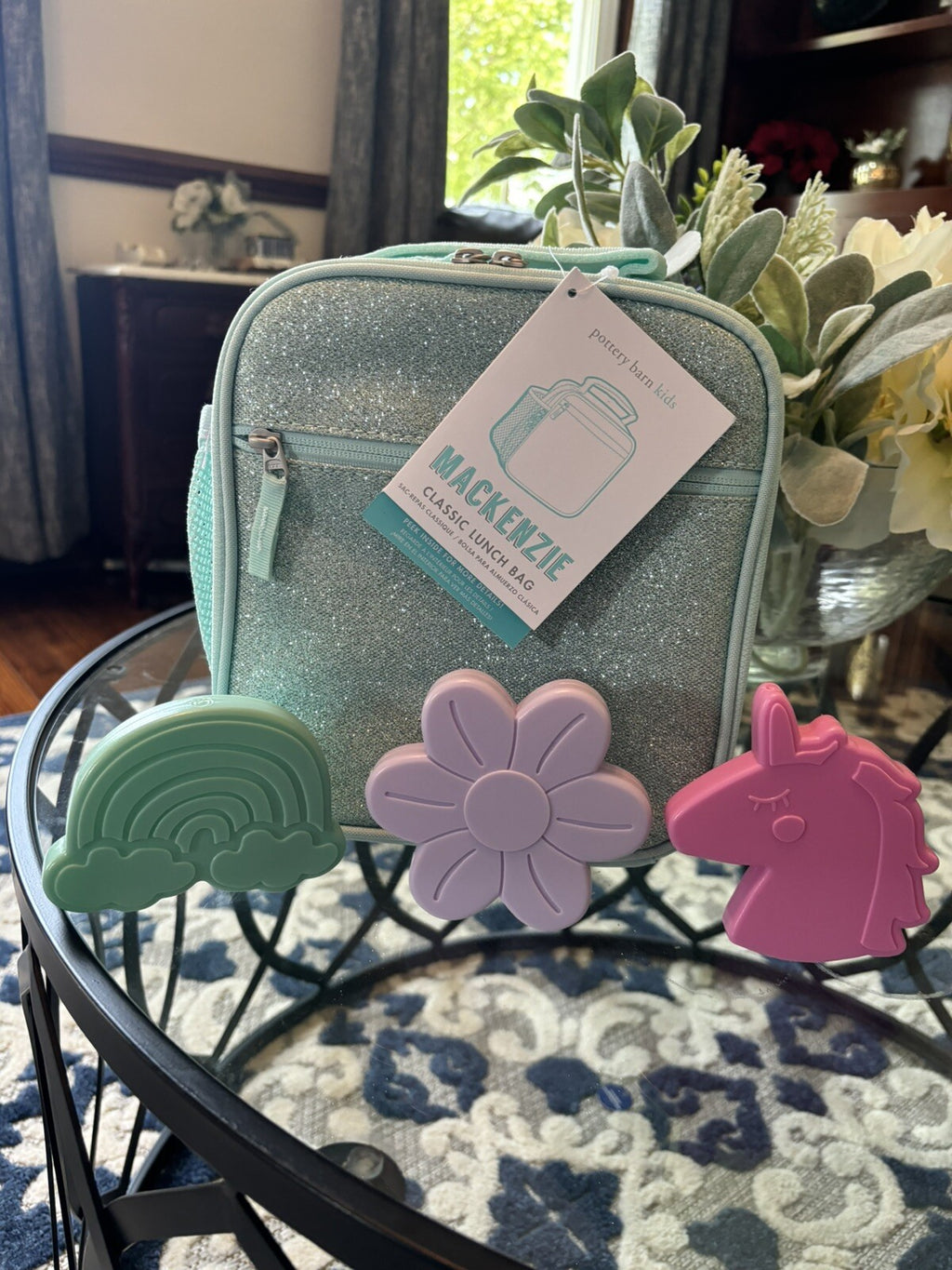 Pottery Barn school Disney glitter LUNCH BOX BAG Frozen girl Travel SET KID??  ]