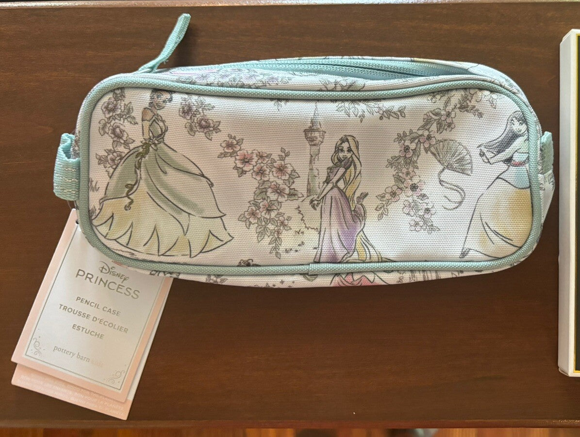 School Pottery Barn DISNEY Princess pencil CASE bag+Utensil Cinderella Belle n