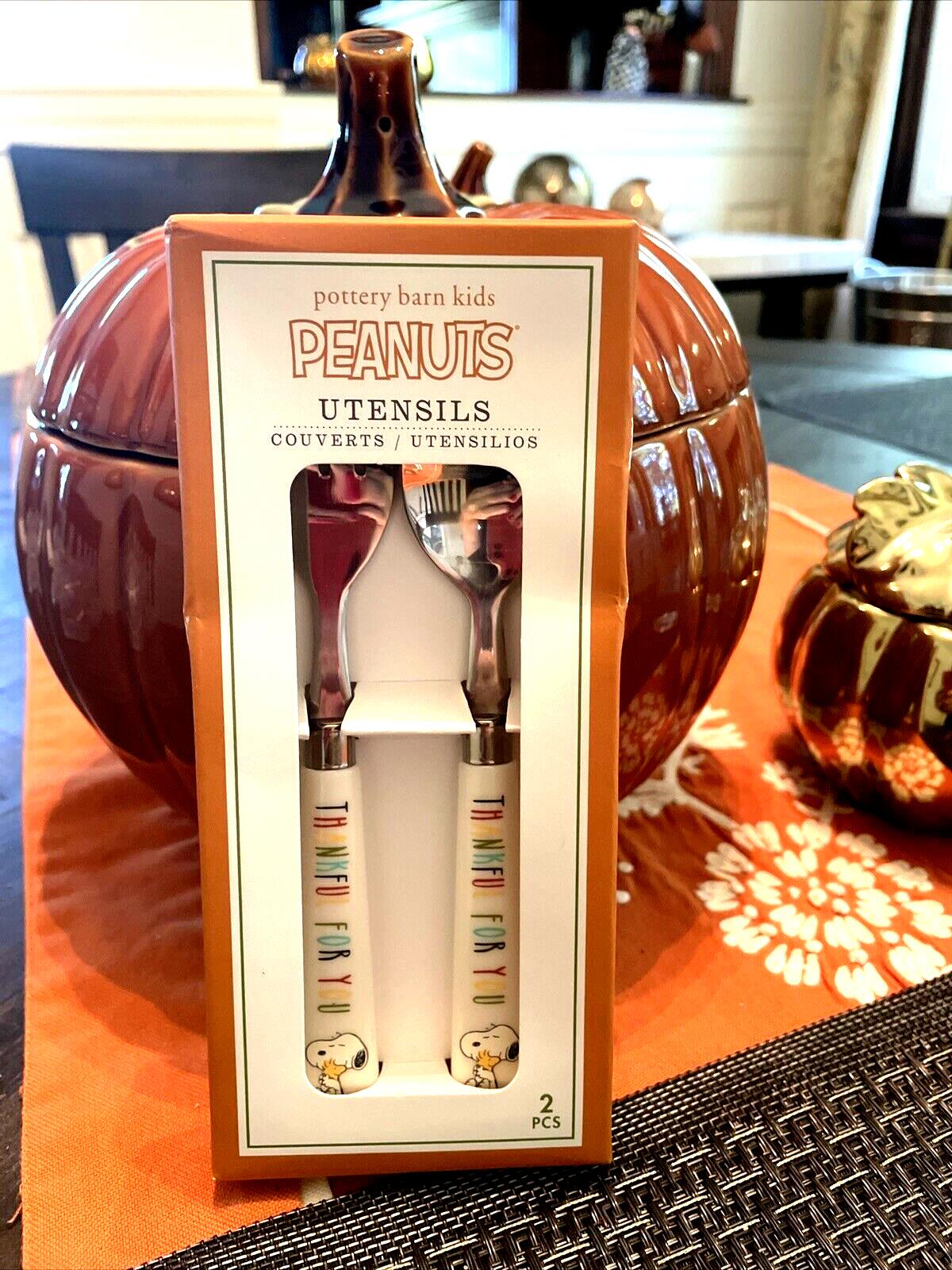 Pottery Barn snoopy peanuts disney Thanksgiving Utensil SET Holiday kid ]