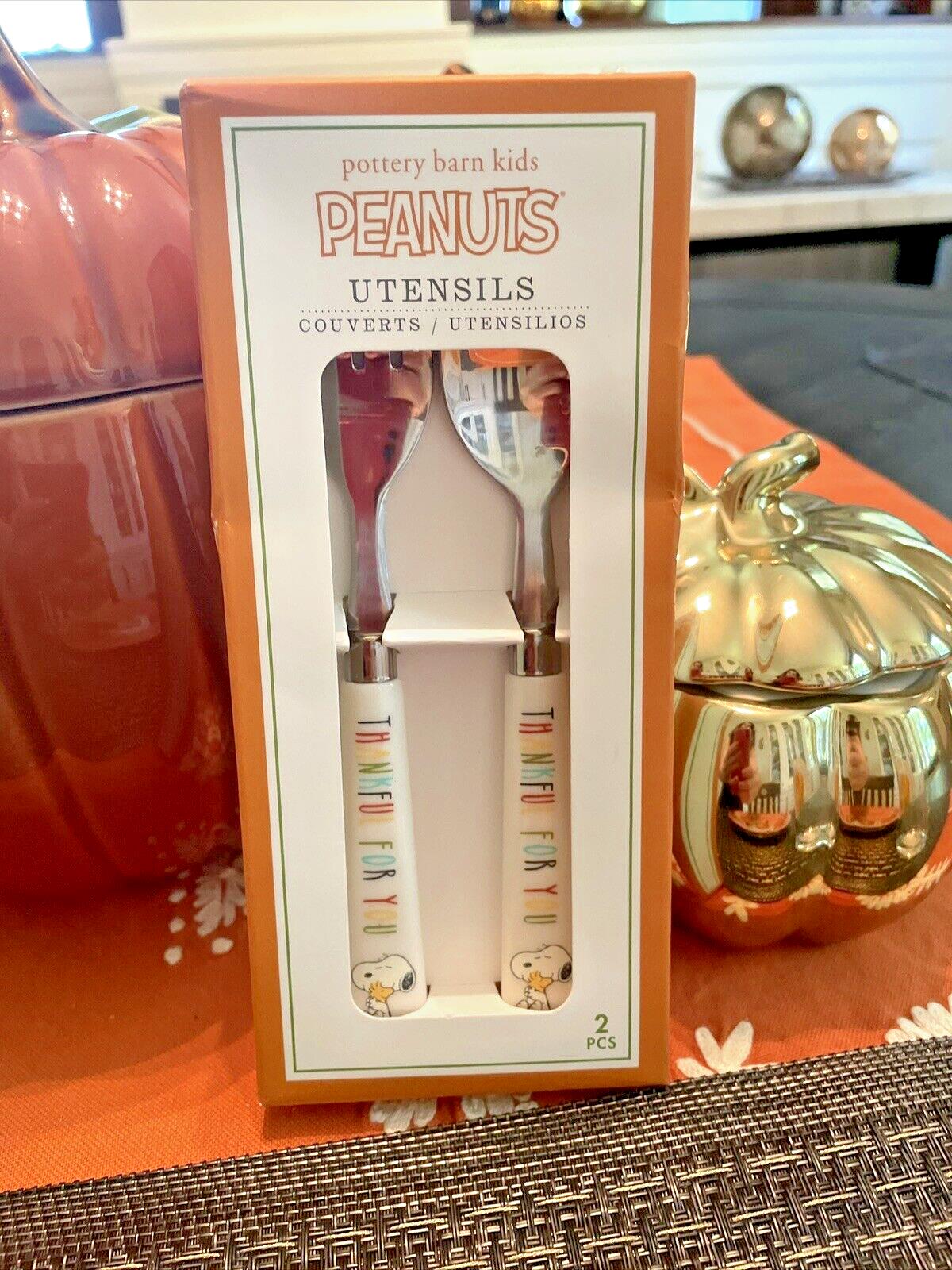 Pottery Barn snoopy peanuts disney Thanksgiving Utensil SET Holiday kid ]