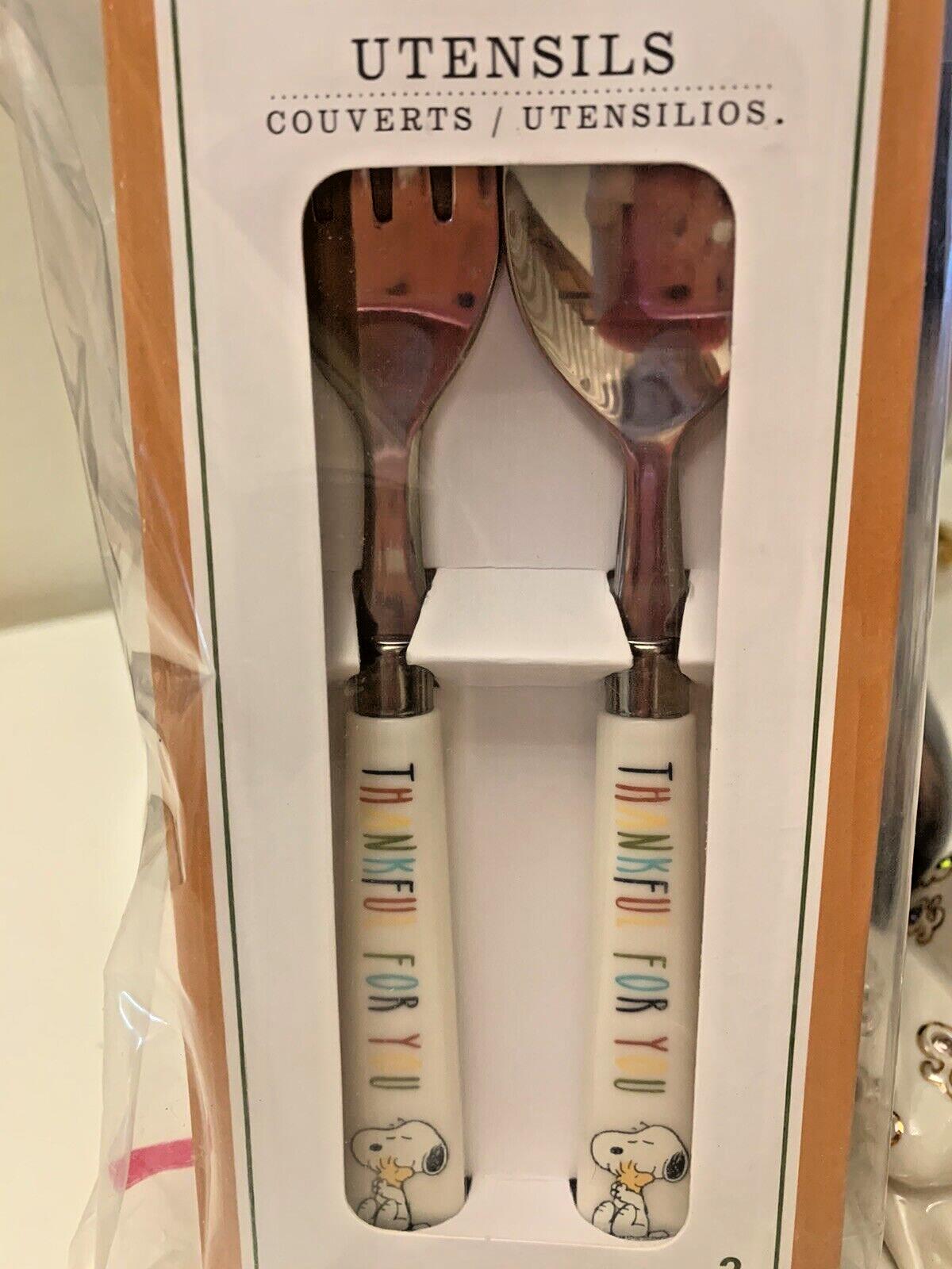 Pottery Barn snoopy peanuts disney Thanksgiving Utensil SET Holiday kid ]