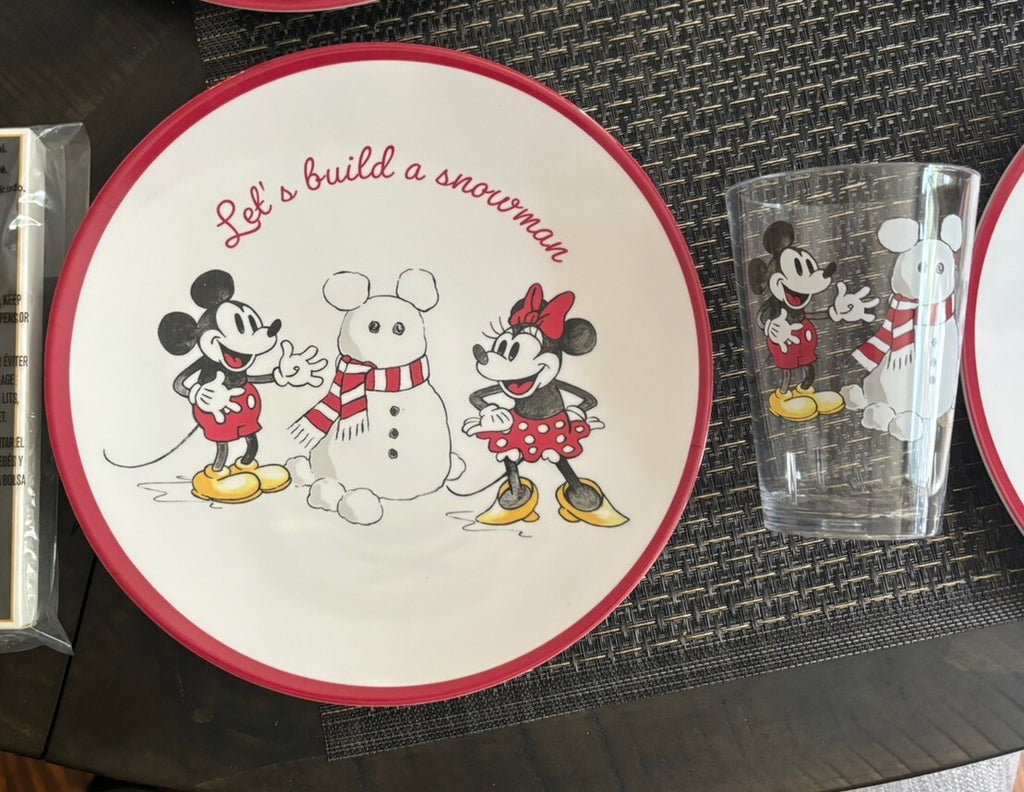 Disney Pottery Barn Mickey Mouse holiday Plate+CUP+PLACE MAT Christmas gift '