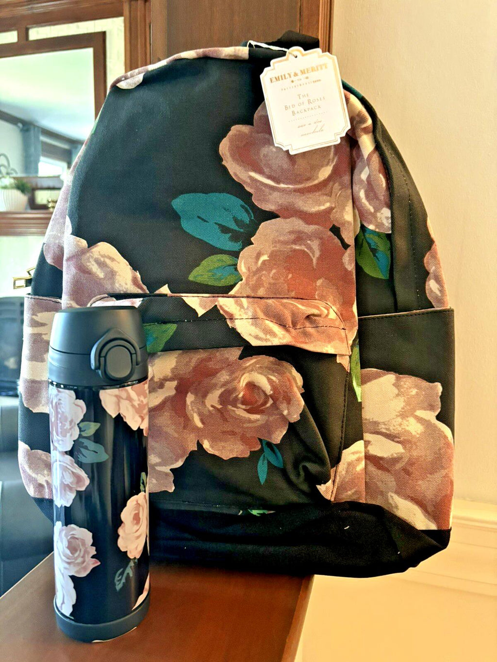 Pottery barn School disney Floral Large BACKPACK WATER Travel bag girl flower n