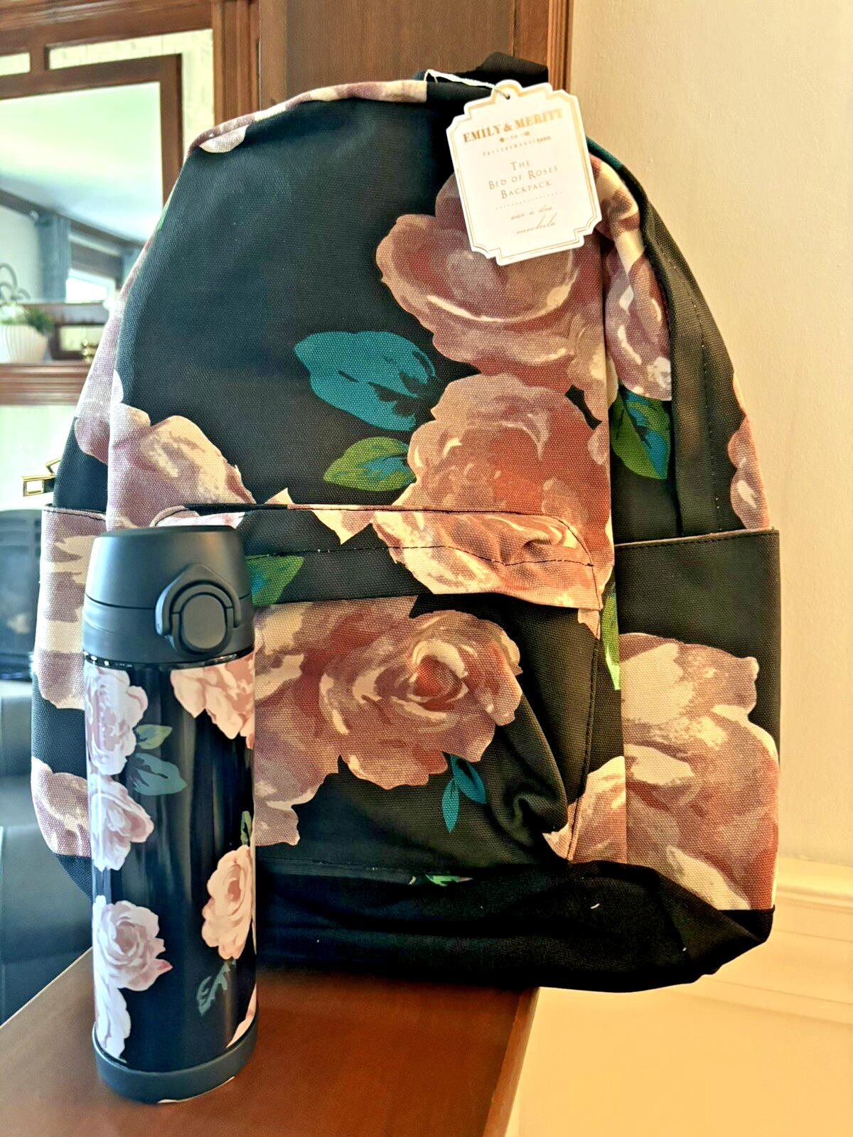 Pottery barn School disney Floral Large BACKPACK WATER Travel bag girl flower n