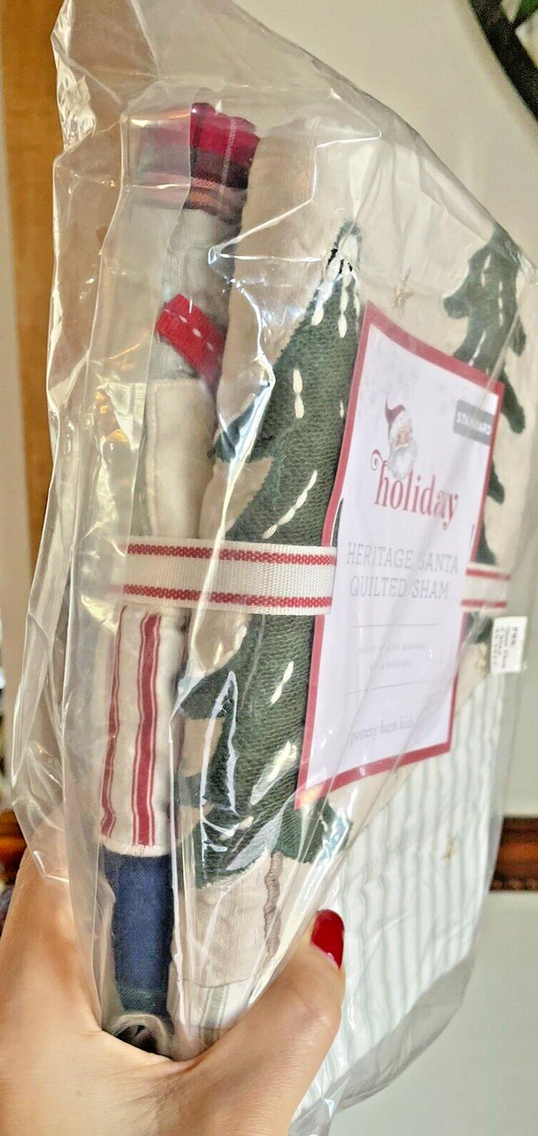 Pottery Barn Pillow SHAM  Plaid Disney Holiday fur star Christmas gift kids ]