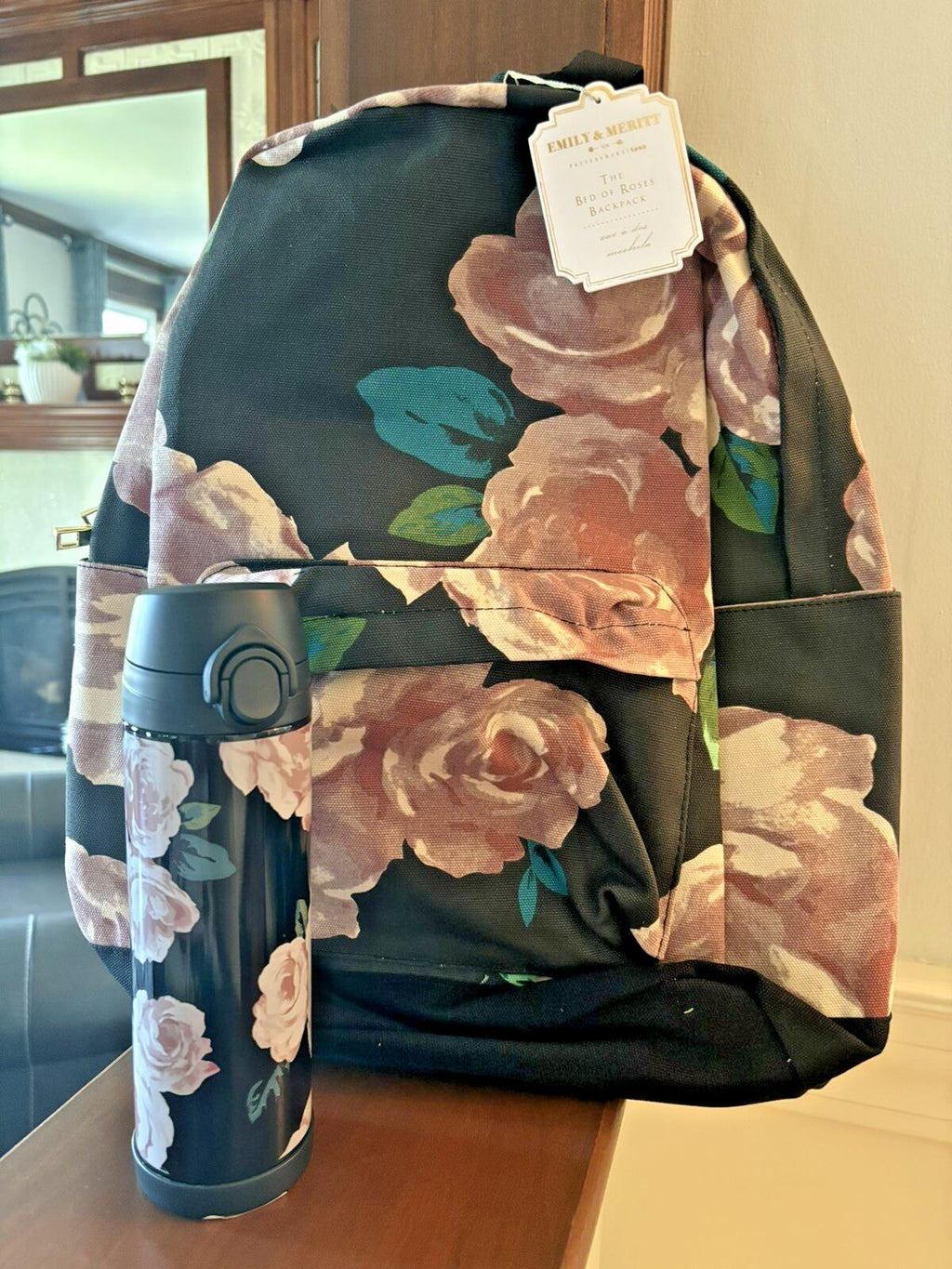 Pottery barn School disney Floral Large BACKPACK WATER Travel bag girl flower n