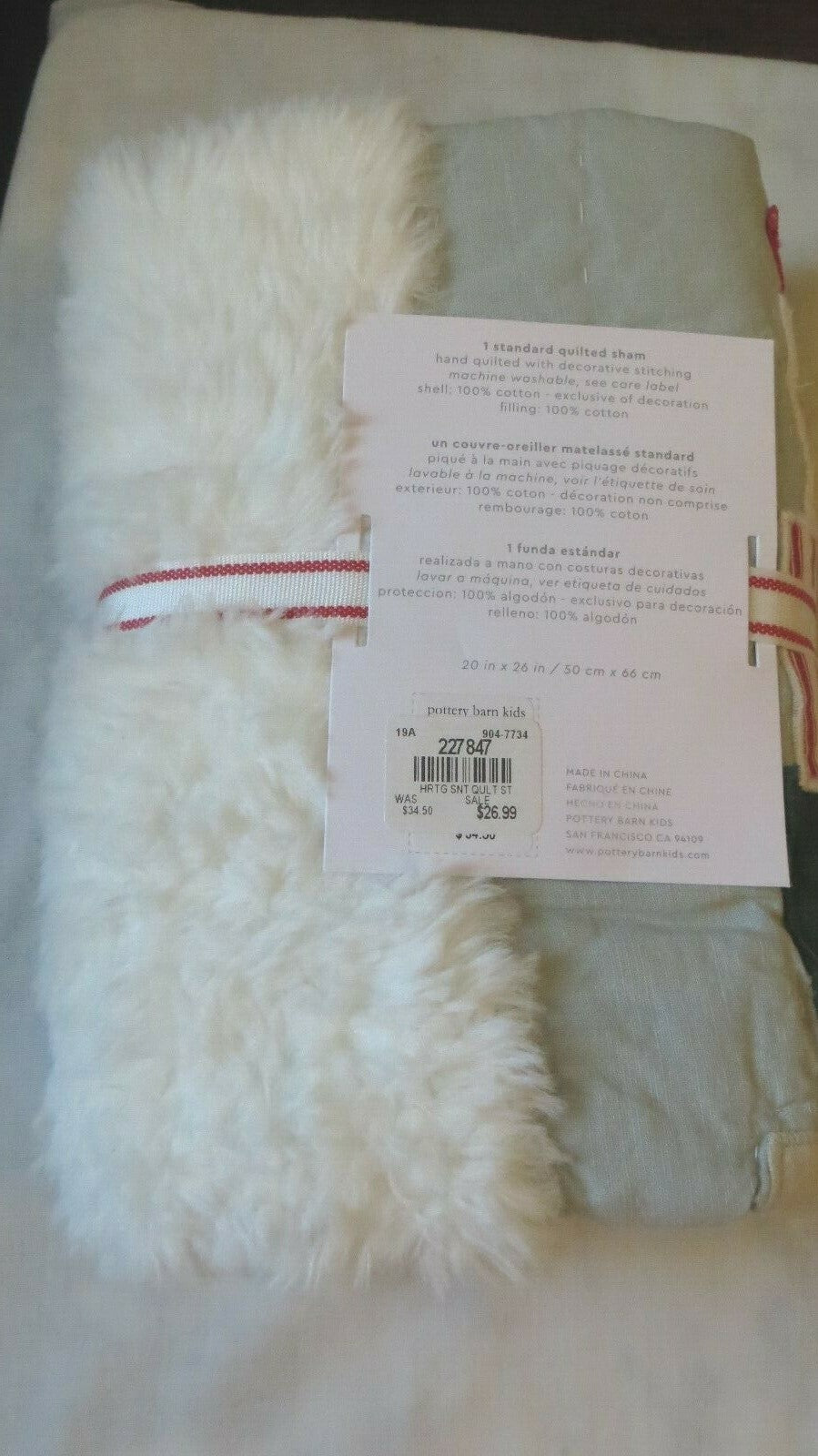 Pottery Barn Pillow SHAM  Plaid Disney Holiday fur star Christmas gift kids ]