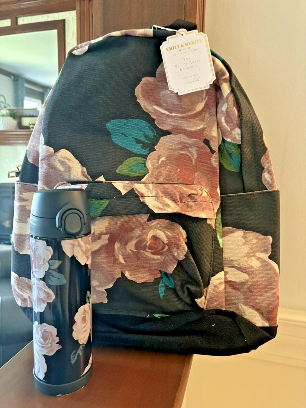 Pottery barn School disney Floral Large BACKPACK WATER Travel bag girl flower n