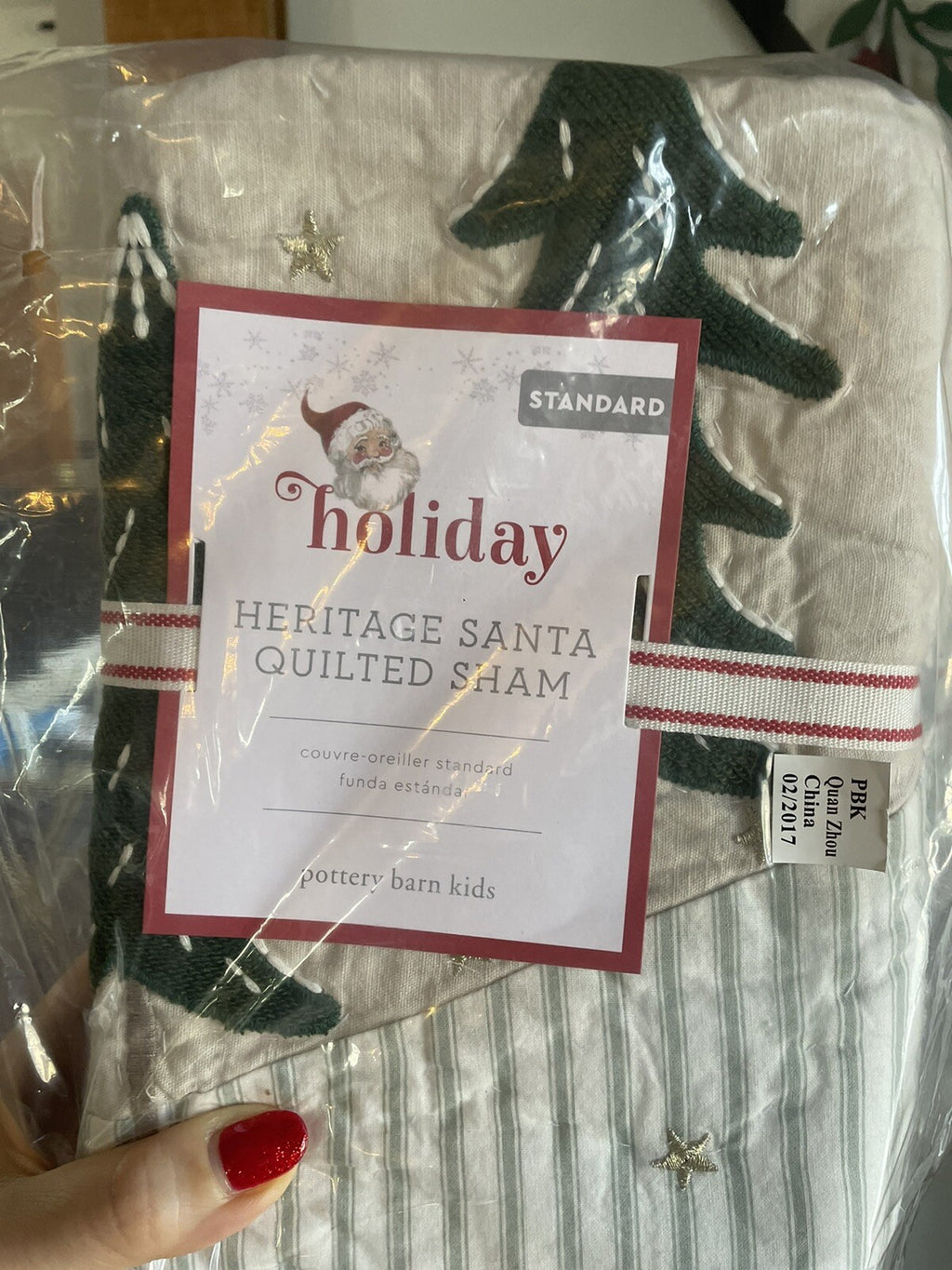 Pottery Barn Pillow SHAM  Plaid Disney Holiday fur star Christmas gift kids ]