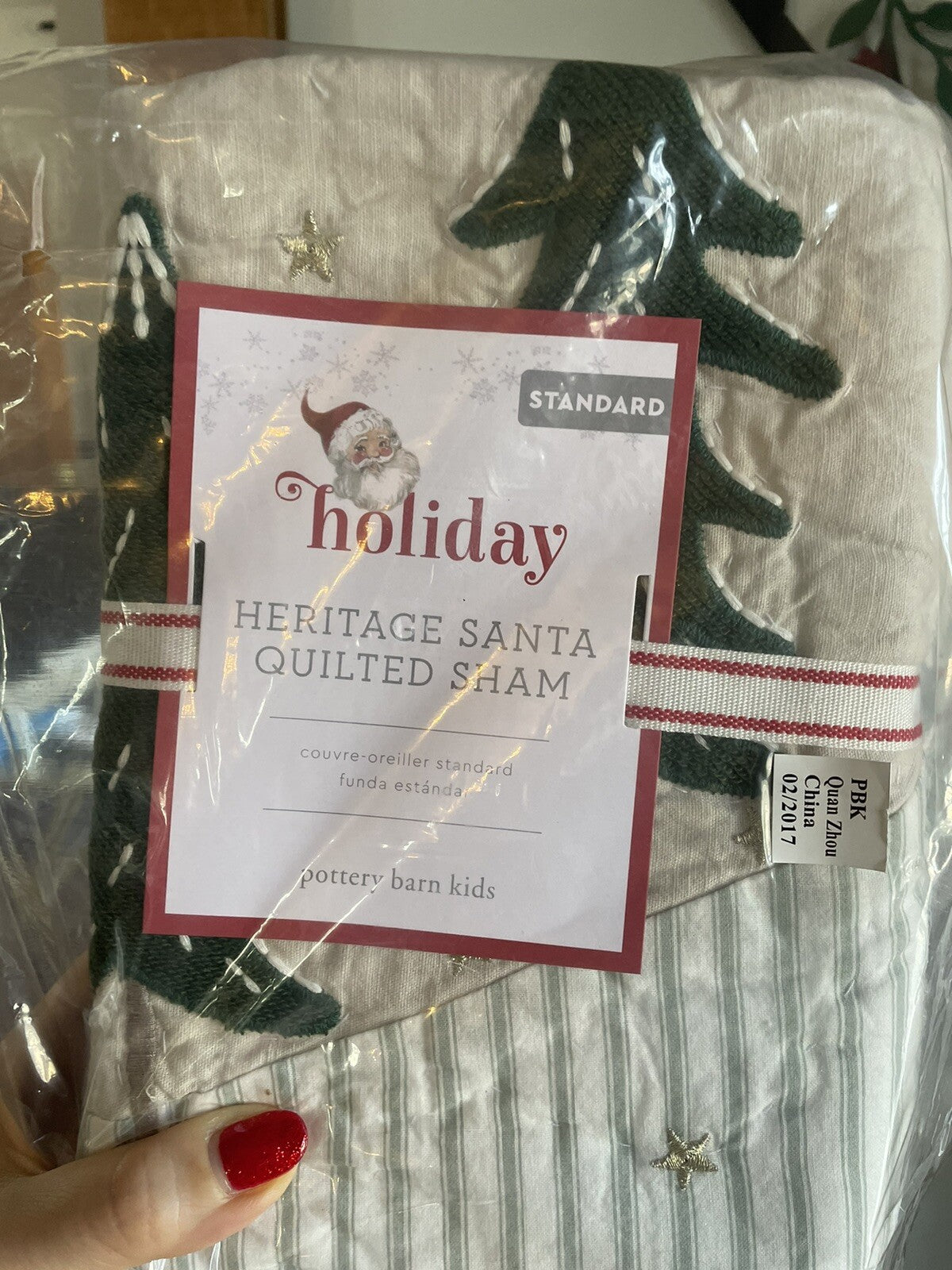 Pottery Barn Pillow SHAM  Plaid Disney Holiday fur star Christmas gift kids ]