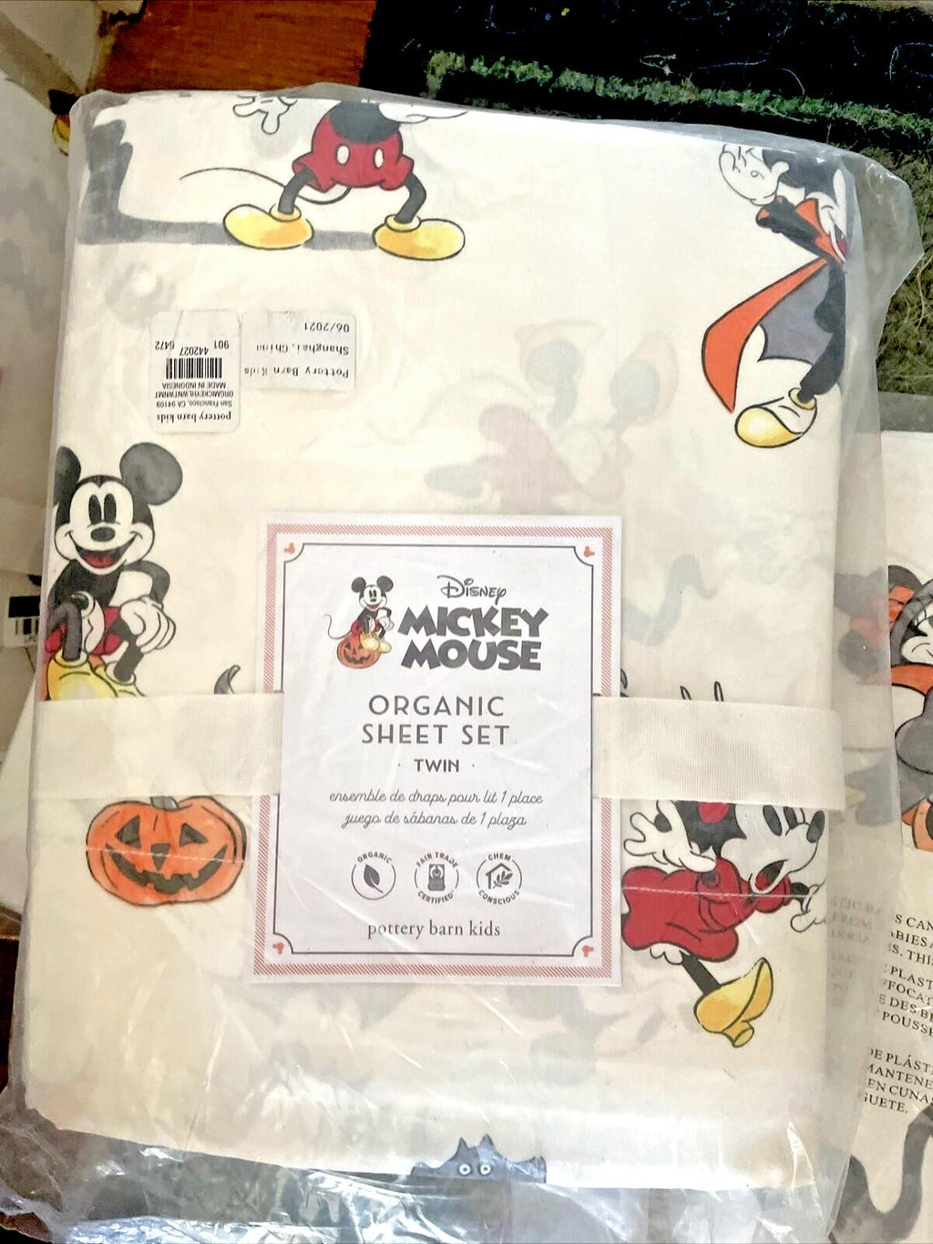 Pottery Barn Disney Mickey Mouse Holiday SHEET SET Halloween Twin gift Minnie  ]