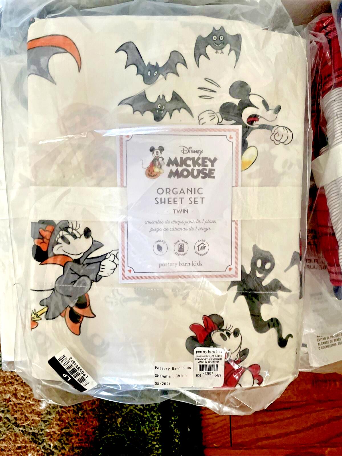 Pottery Barn Disney Mickey Mouse Holiday SHEET SET Halloween Twin gift Minnie  ]