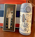 SNOOPY Pottery barn school Peanuts Water Bottle +Utensil Set Disney Beach Star n