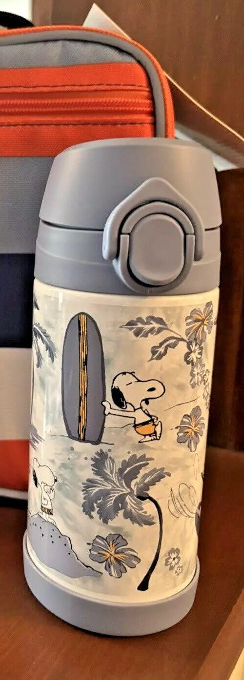 SNOOPY Pottery barn school Peanuts Water Bottle +Utensil Set Disney Beach Star n