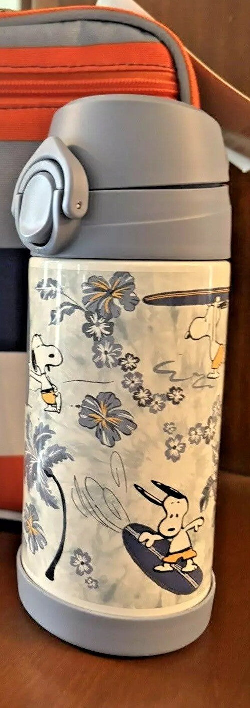 SNOOPY Pottery barn school Peanuts Water Bottle +Utensil Set Disney Beach Star n