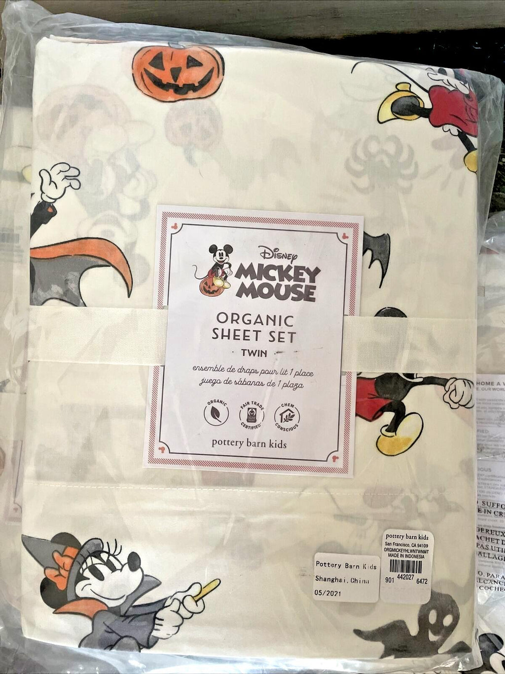 Pottery Barn Disney Mickey Mouse Holiday SHEET SET Halloween Twin gift Minnie  ]