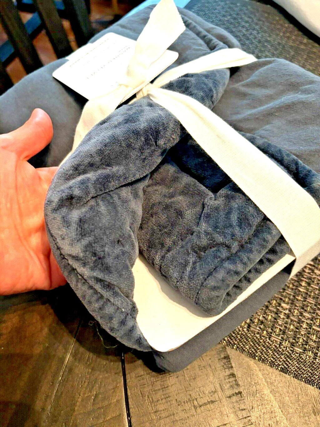 Pottery Barn Velvet Euro PILLOW SHAM holiday Birthday Blue gift party guest '