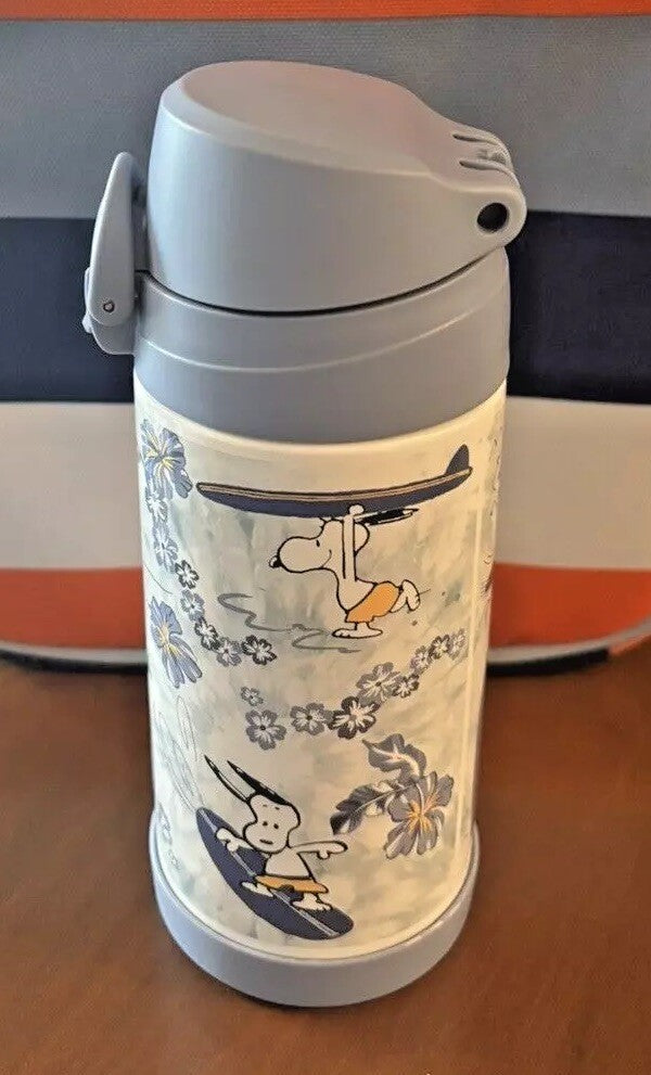 SNOOPY Pottery barn school Peanuts Water Bottle +Utensil Set Disney Beach Star n